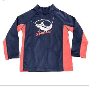 Janie and Jack Navy and Coral Kids Swim Rashguard